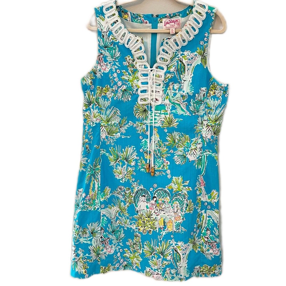Lilly Pulitzer Originals Ricci Shift Jungle Glam Toile Dress sz 12 Hawaiian